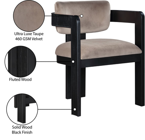 Selene Taupe Velvet Upholstered Dining Chair , 2-Piece (Style 1)
