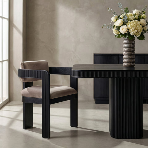 Selene Taupe Velvet Upholstered Dining Chair , 2-Piece (Style 1)
