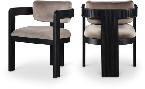 Selene Taupe Velvet Upholstered Dining Chair , 2-Piece (Style 1)