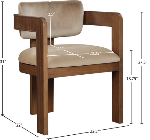 Selene Beige Velvet Upholstered Dining Chair , 2-Piece (Style 2)