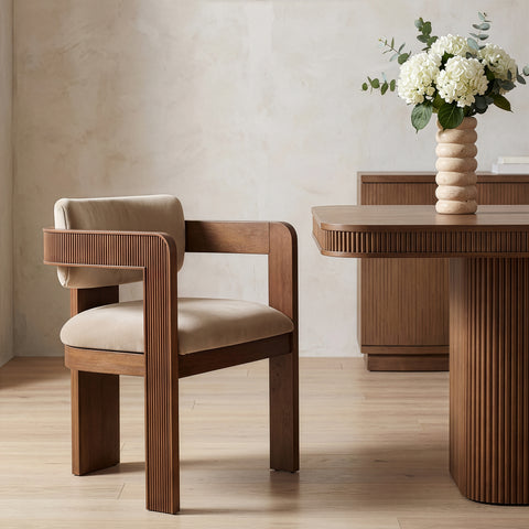 Selene Beige Velvet Upholstered Dining Chair , 2-Piece (Style 2)