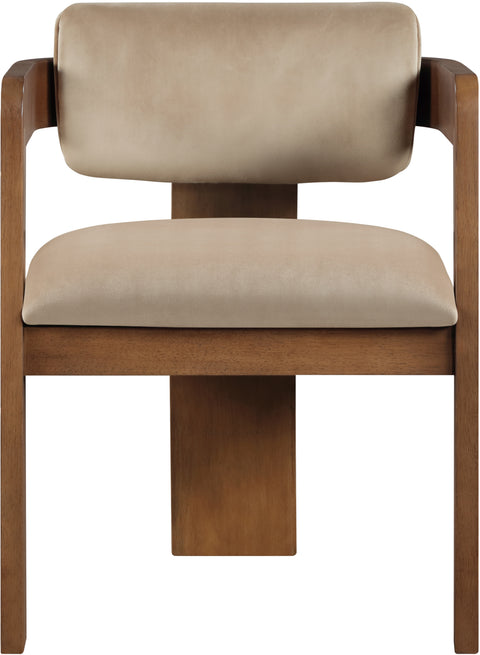 Selene Beige Velvet Upholstered Dining Chair , 2-Piece (Style 2)