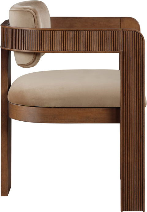 Selene Beige Velvet Upholstered Dining Chair , 2-Piece (Style 2)
