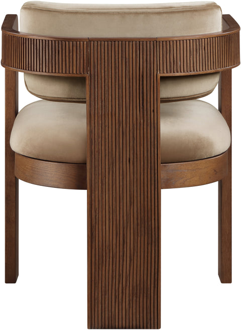 Selene Beige Velvet Upholstered Dining Chair , 2-Piece (Style 2)
