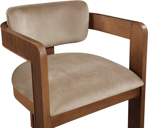 Selene Beige Velvet Upholstered Dining Chair , 2-Piece (Style 2)