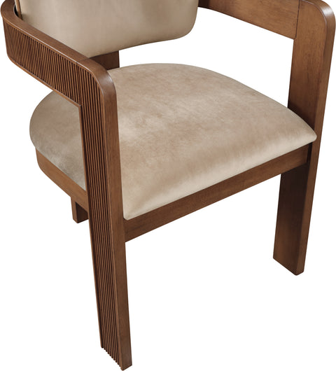 Selene Beige Velvet Upholstered Dining Chair , 2-Piece (Style 2)