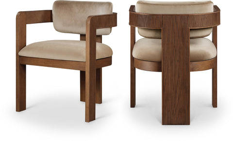 Selene Beige Velvet Upholstered Dining Chair , 2-Piece (Style 2)