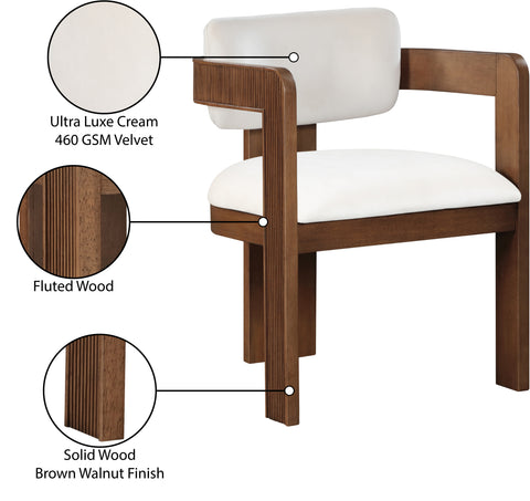 Selene Cream Velvet Upholstered Dining Chair , 2-Piece (Style 3)