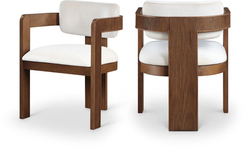Selene Cream Velvet Upholstered Dining Chair , 2-Piece (Style 3)