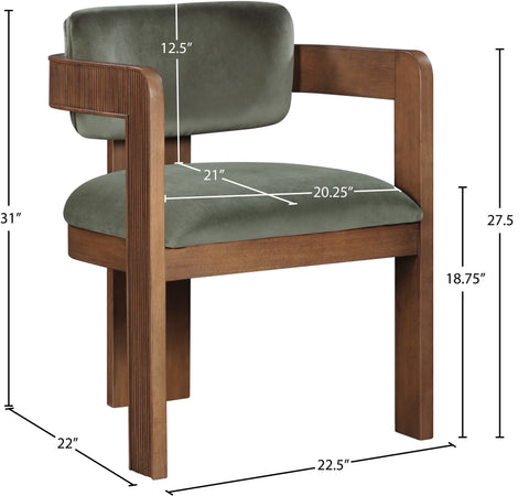 Selene Green Velvet Upholstered Dining Chair , 2-Piece (Style 2)