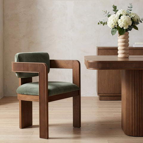 Selene Green Velvet Upholstered Dining Chair , 2-Piece (Style 2)