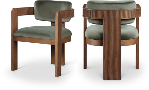 Selene Green Velvet Upholstered Dining Chair , 2-Piece (Style 2)