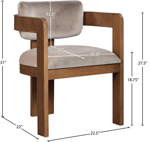 Selene Taupe Velvet Upholstered Dining Chair , 2-Piece (Style 2)
