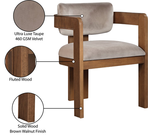 Selene Taupe Velvet Upholstered Dining Chair , 2-Piece (Style 2)