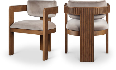 Selene Taupe Velvet Upholstered Dining Chair , 2-Piece (Style 2)