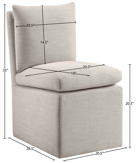 Vale Beige Linen Textured Performance Fabric Upholstered Dining Chair, 2-Piece