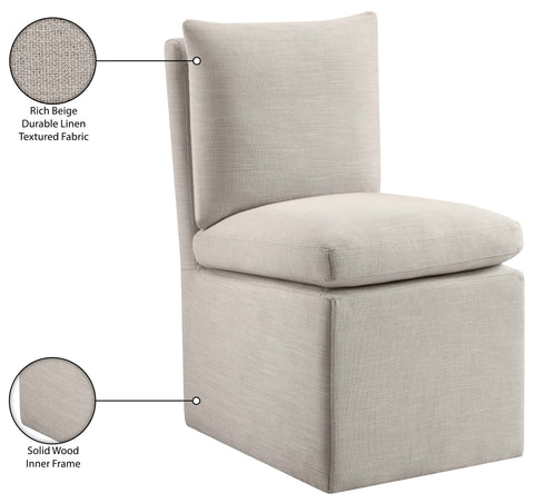 Vale Beige Linen Textured Performance Fabric Upholstered Dining Chair, 2-Piece