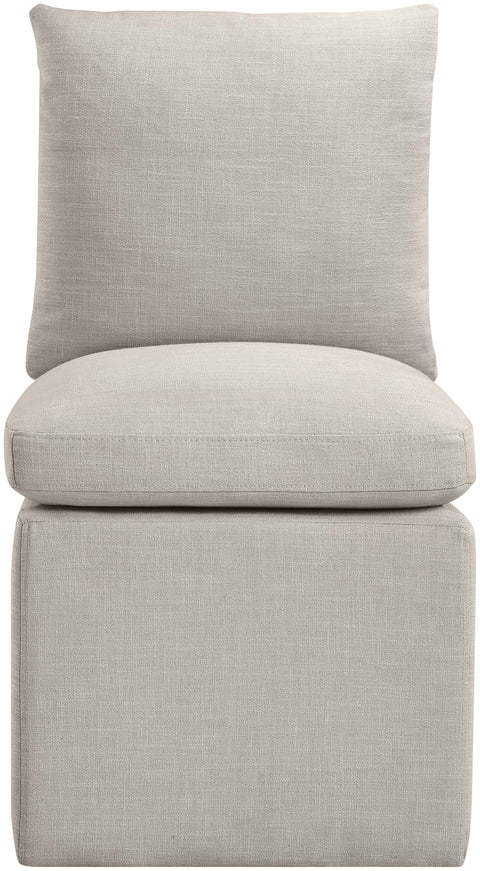 Vale Beige Linen Textured Performance Fabric Upholstered Dining Chair, 2-Piece