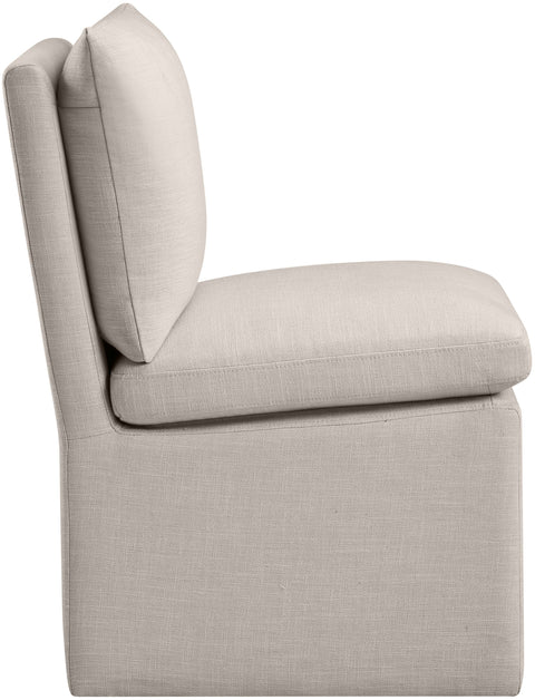 Vale Beige Linen Textured Performance Fabric Upholstered Dining Chair, 2-Piece