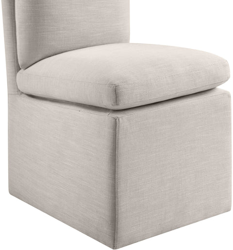 Vale Beige Linen Textured Performance Fabric Upholstered Dining Chair, 2-Piece