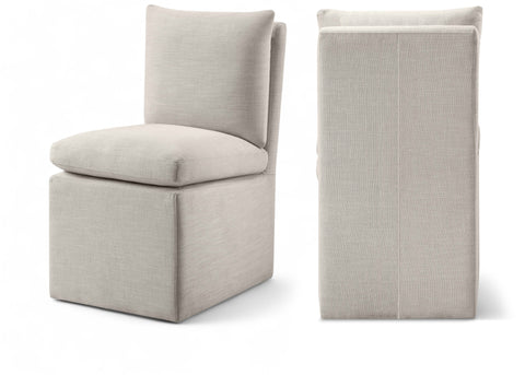 Vale Beige Linen Textured Performance Fabric Upholstered Dining Chair, 2-Piece