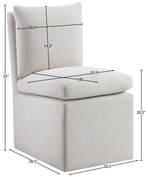 Vale Cream Linen Textured Performance Fabric Upholstered Dining Chair, 2-Piece
