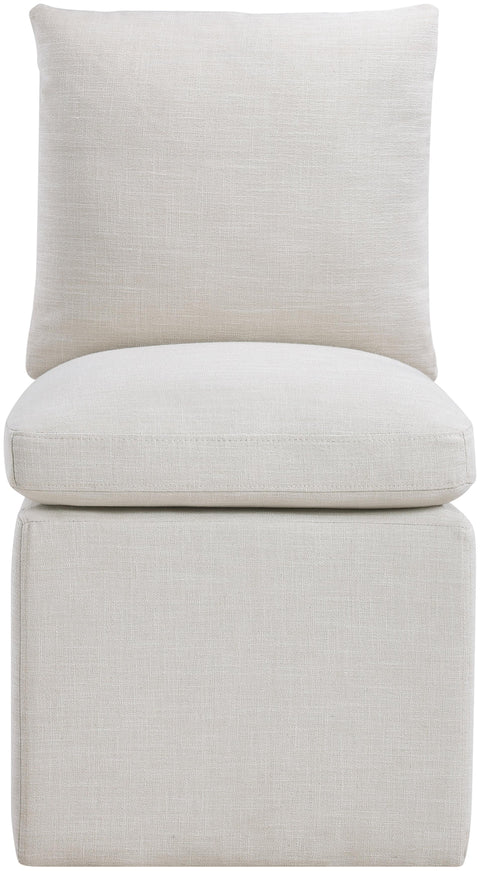 Vale Cream Linen Textured Performance Fabric Upholstered Dining Chair, 2-Piece