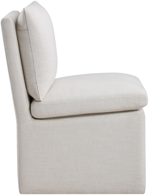 Vale Cream Linen Textured Performance Fabric Upholstered Dining Chair, 2-Piece