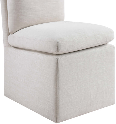 Vale Cream Linen Textured Performance Fabric Upholstered Dining Chair, 2-Piece