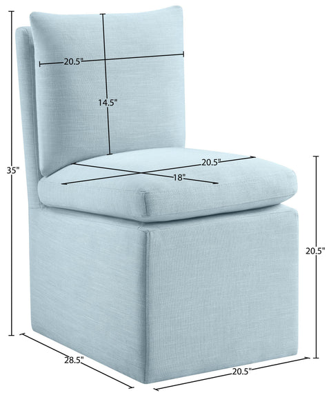 Vale Blue Light Linen Textured Performance Fabric Upholstered Dining Chair Light Blue , 2-Piece