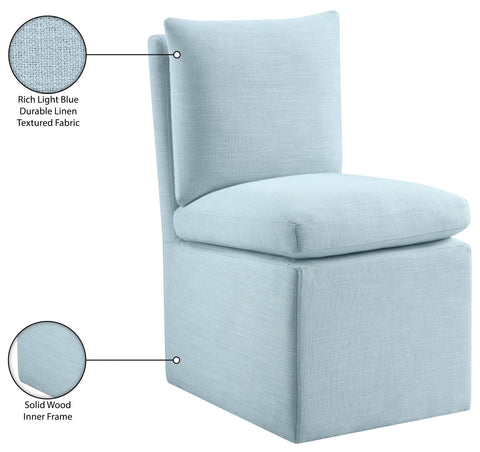 Vale Blue Light Linen Textured Performance Fabric Upholstered Dining Chair Light Blue , 2-Piece