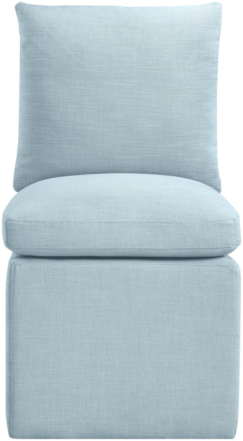 Vale Blue Light Linen Textured Performance Fabric Upholstered Dining Chair Light Blue , 2-Piece