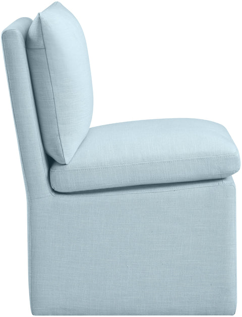 Vale Blue Light Linen Textured Performance Fabric Upholstered Dining Chair Light Blue , 2-Piece