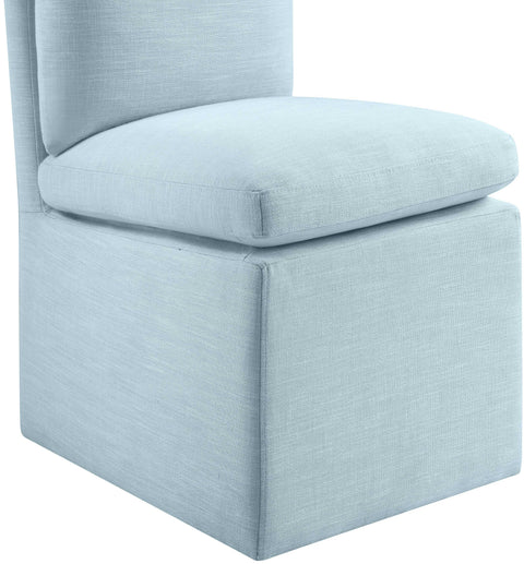 Vale Blue Light Linen Textured Performance Fabric Upholstered Dining Chair Light Blue , 2-Piece