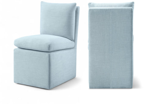 Vale Blue Light Linen Textured Performance Fabric Upholstered Dining Chair Light Blue , 2-Piece