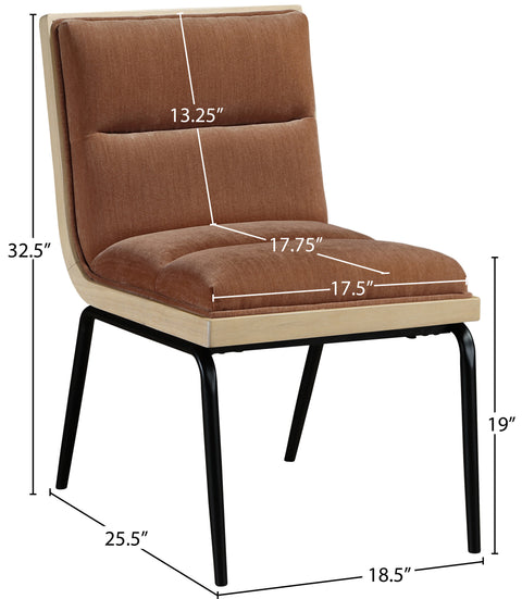 Waverly Cognac Fabric Upholstered Dining Chair, 2-Piece