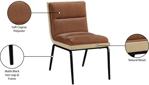 Waverly Cognac Fabric Upholstered Dining Chair, 2-Piece