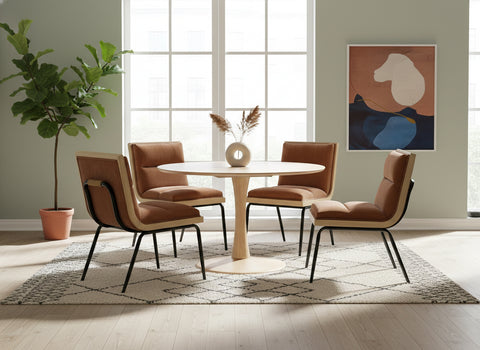 Waverly Cognac Fabric Upholstered Dining Chair, 2-Piece
