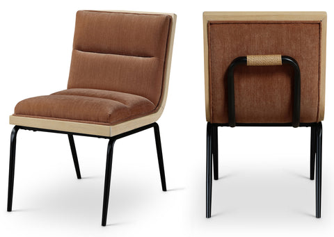 Waverly Cognac Fabric Upholstered Dining Chair, 2-Piece