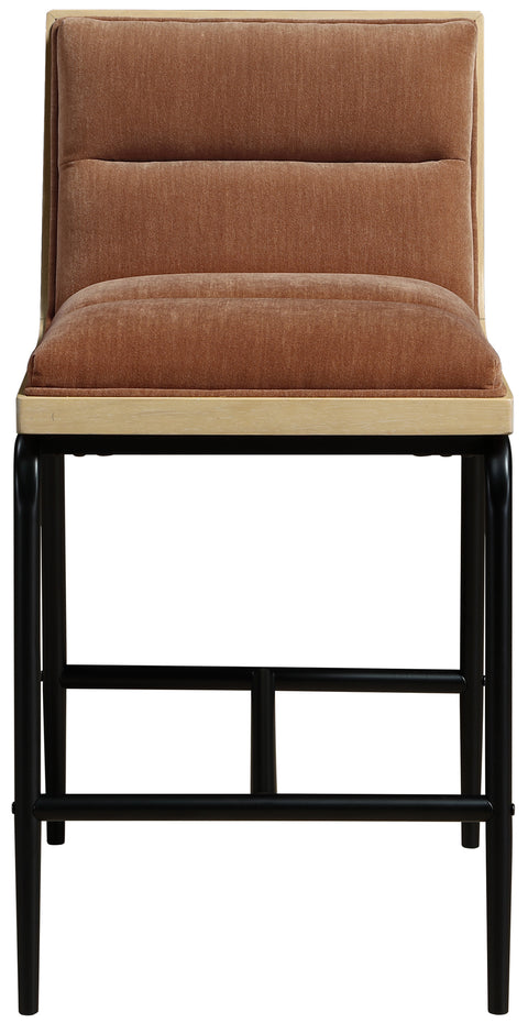 Waverly Cognac Fabric Upholstered Counter Stool, 2-Piece