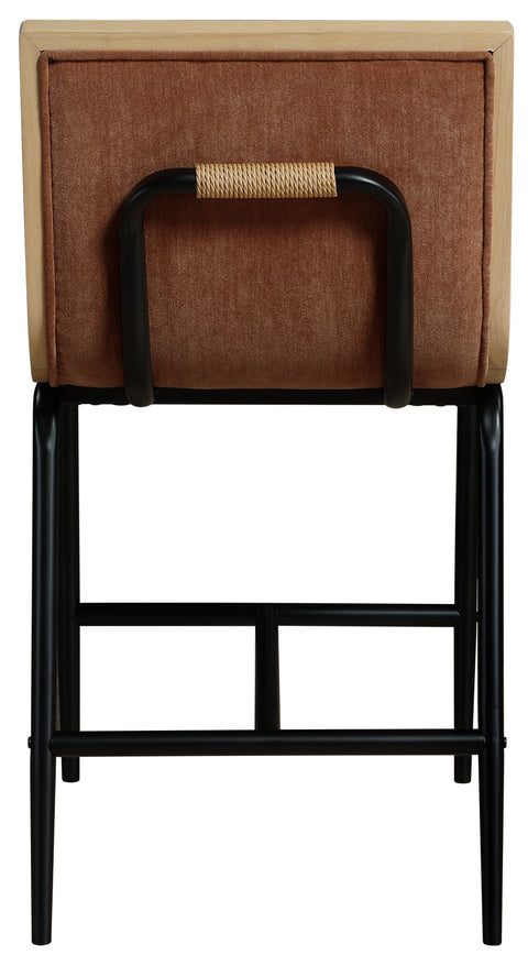 Waverly Cognac Fabric Upholstered Counter Stool, 2-Piece