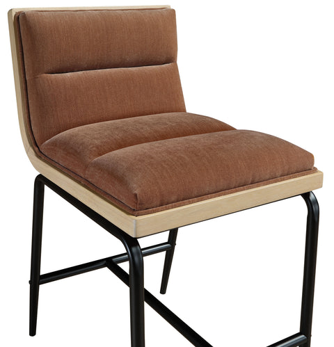 Waverly Cognac Fabric Upholstered Counter Stool, 2-Piece