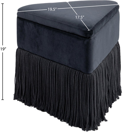 Drew Black Velvet Ottoman/Stool