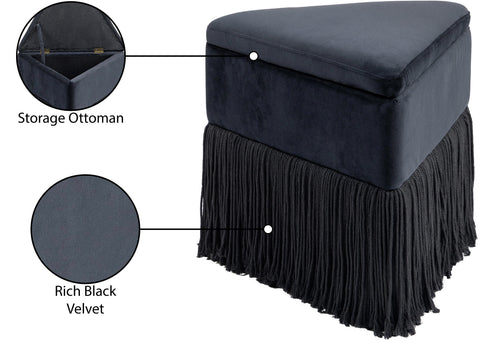 Drew Black Velvet Ottoman/Stool