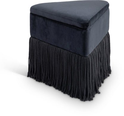 Drew Black Velvet Ottoman/Stool