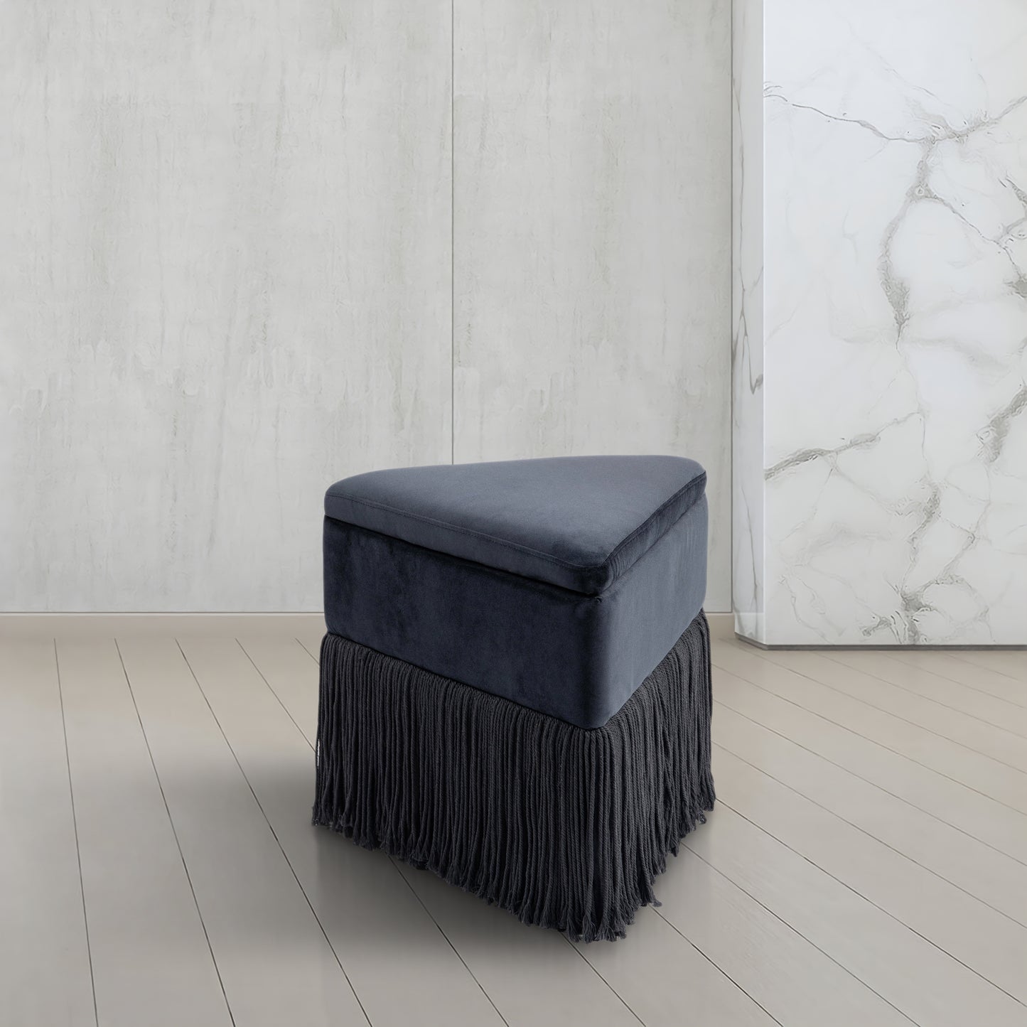 drew black velvet ottoman/stool