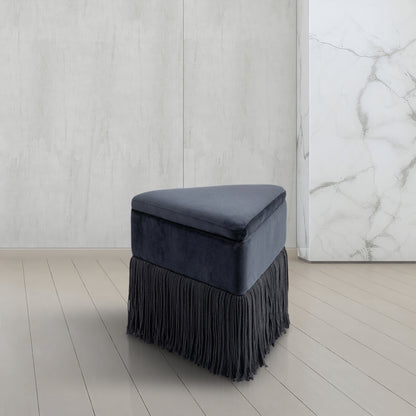 Drew Black Velvet Ottoman/Stool