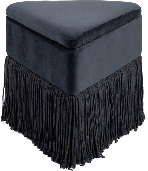 Drew Black Velvet Ottoman/Stool