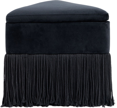 Drew Black Velvet Ottoman/Stool