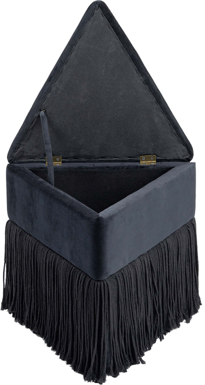 Drew Black Velvet Ottoman/Stool